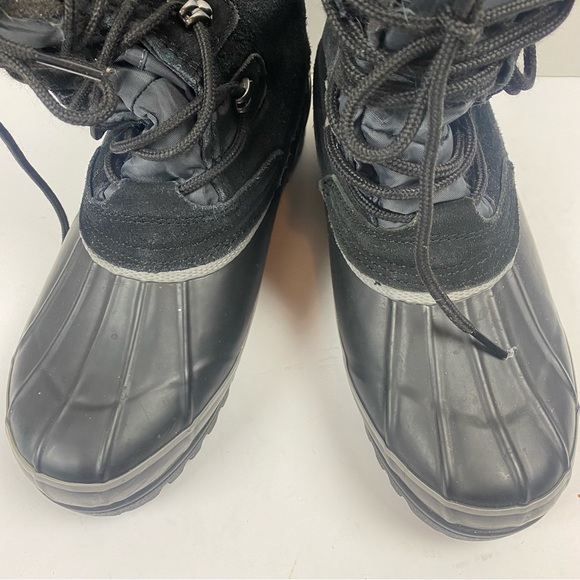 Khombu Nordic 2 Black Gray Winter Snow Tall Boots Lace-up Faux Fur Suede Size 7 - Picture 11 of 14